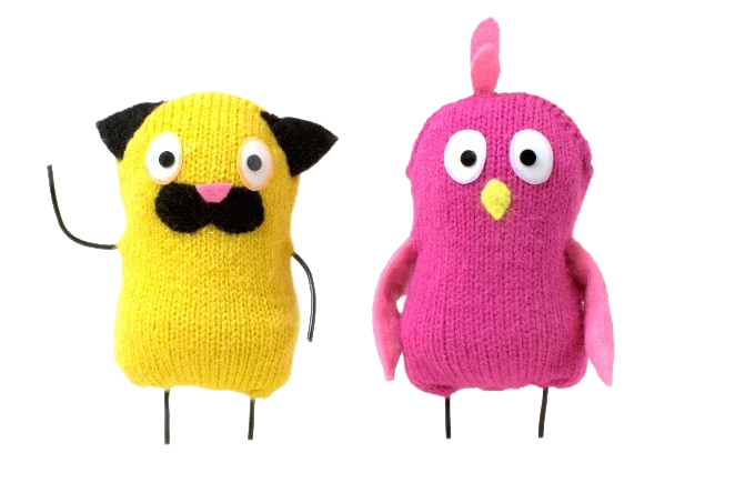 Cute knitted Talking Planet characters